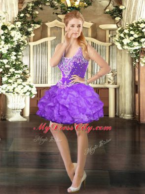 Ideal Eggplant Purple Sleeveless Tulle Lace Up Sweet 16 Dresses for Military Ball and Sweet 16 and Quinceanera