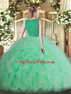 Artistic Apple Green Sweet 16 Quinceanera Dress Sweet 16 and Quinceanera with Beading and Ruffles Scoop Sleeveless Side Zipper