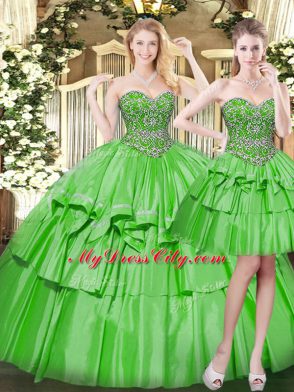 Charming Organza Sleeveless Floor Length Sweet 16 Quinceanera Dress and Beading and Ruffled Layers