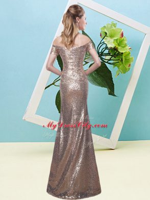 Luxury Zipper Off The Shoulder Sequins Homecoming Dress Sequined Short Sleeves