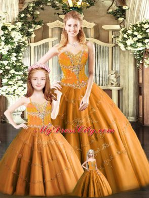 Exquisite Floor Length Ball Gowns Sleeveless Rust Red Vestidos de Quinceanera Lace Up