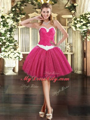 Sleeveless Lace Up Mini Length Appliques Prom Gown