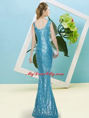 Zipper Sequins Sleeveless Floor Length