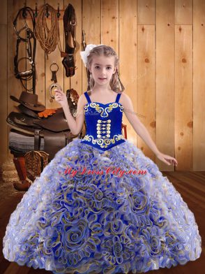 Straps Sleeveless Lace Up Pageant Dress for Womens Multi-color Fabric With Rolling Flowers