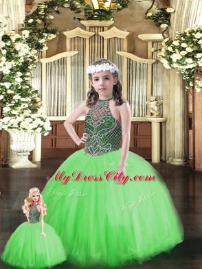 Floor Length Ball Gowns Sleeveless Green 15 Quinceanera Dress Lace Up