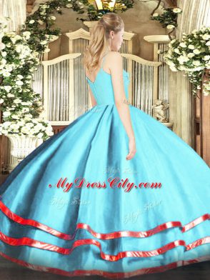 Fitting Sleeveless Zipper Floor Length Ruffled Layers 15 Quinceanera Dress