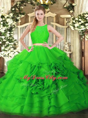 Lovely Sleeveless Zipper Floor Length Ruffles Quinceanera Gowns