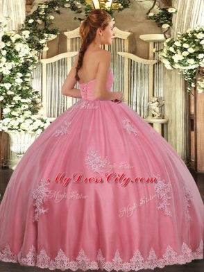 Custom Design Sleeveless Lace Up Floor Length Beading and Appliques Sweet 16 Dresses