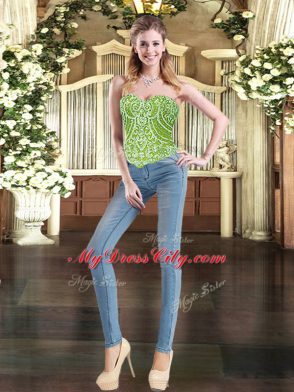 Yellow Green Two Pieces Sweetheart Sleeveless Organza Floor Length Lace Up Beading and Ruffled Layers 15th Birthday Dress