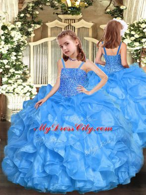 Dazzling Floor Length Ball Gowns Sleeveless Baby Blue Vestidos de Quinceanera Lace Up