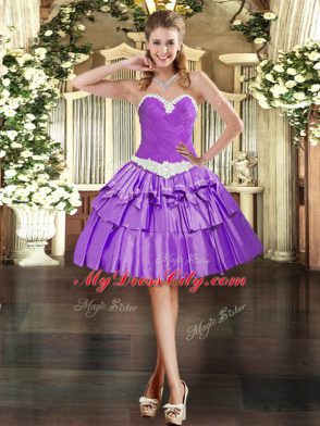 Appliques and Ruffled Layers Quinceanera Dresses Eggplant Purple Lace Up Sleeveless Floor Length