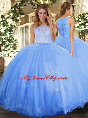 Tulle Sleeveless Floor Length Vestidos de Quinceanera and Lace