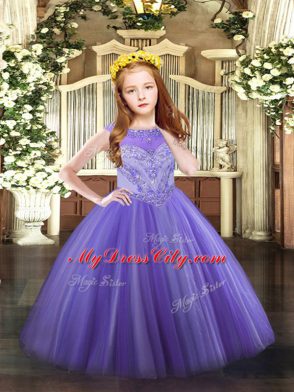 Lavender Sleeveless Beading Floor Length Pageant Dress Wholesale