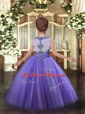 Lavender Sleeveless Beading Floor Length Pageant Dress Wholesale