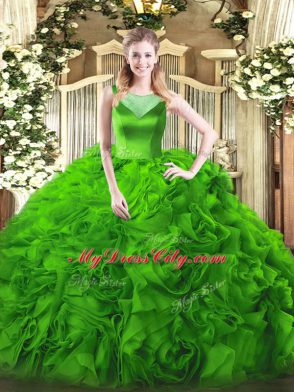 Popular Fabric With Rolling Flowers Side Zipper Sweet 16 Dresses Sleeveless Floor Length Beading