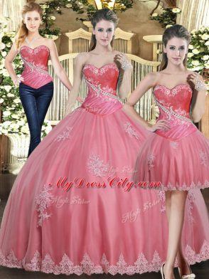 Sophisticated Sleeveless Lace Up Floor Length Beading and Appliques Sweet 16 Dress