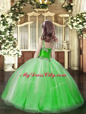 Gorgeous Ball Gowns Beading Pageant Dress for Teens Lace Up Tulle Sleeveless Floor Length