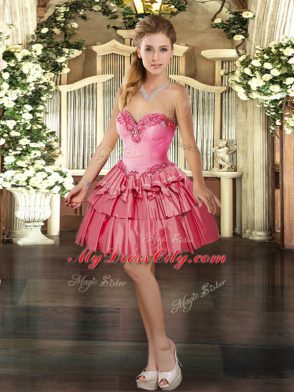 Organza Sleeveless Mini Length Prom Evening Gown and Beading and Ruffled Layers