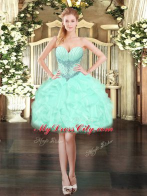 Eye-catching Apple Green Sweetheart Neckline Ruffles Ball Gown Prom Dress Sleeveless Lace Up