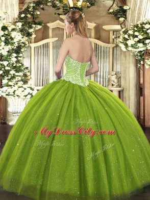 Gorgeous Tulle Sleeveless Floor Length Sweet 16 Dresses and Beading