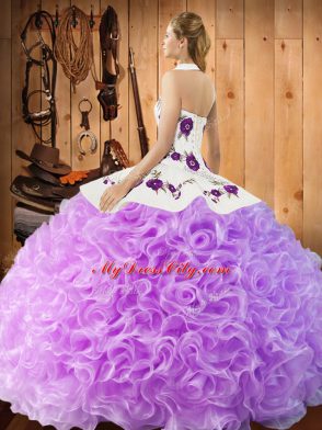 Perfect Fabric With Rolling Flowers Sleeveless Floor Length Quinceanera Dresses and Embroidery