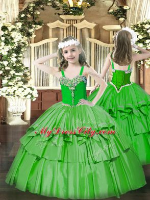 Attractive Sleeveless Lace Up Floor Length Beading and Ruffled Layers Sweet 16 Dresses