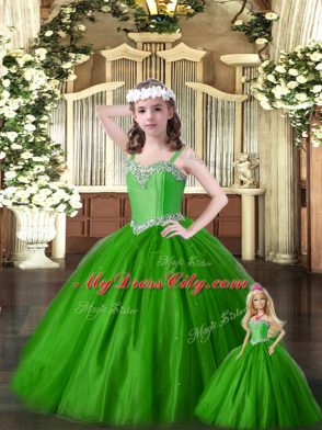 Eye-catching Floor Length Lace Up Vestidos de Quinceanera Green for Military Ball and Sweet 16 and Quinceanera with Beading