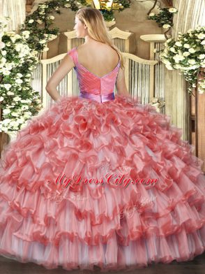 Discount Sleeveless Zipper Floor Length Ruffled Layers Quinceanera Gown