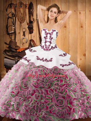 Smart With Train Multi-color Sweet 16 Quinceanera Dress Strapless Sleeveless Sweep Train Lace Up