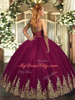 Purple 15th Birthday Dress Sweet 16 and Quinceanera with Beading and Appliques V-neck Sleeveless Backless