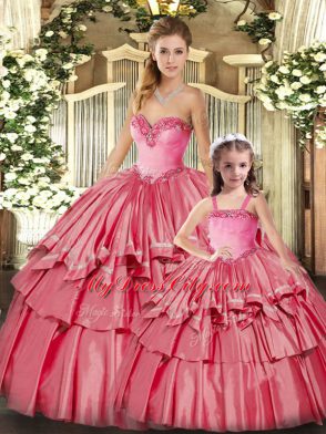 Sleeveless Ruffled Layers Lace Up 15 Quinceanera Dress