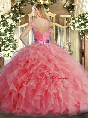 Best Sleeveless Zipper Floor Length Ruffles Vestidos de Quinceanera