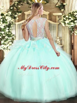 Dramatic Sleeveless Floor Length Lace Backless Ball Gown Prom Dress