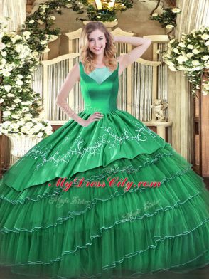 Artistic Floor Length Turquoise Sweet 16 Dress Scoop Sleeveless Side Zipper