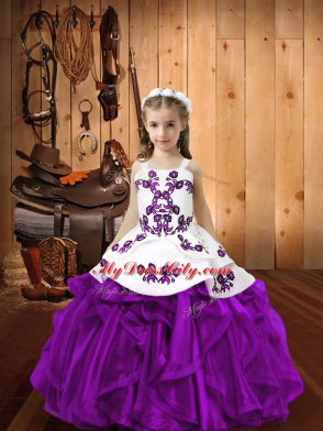 Ball Gowns Sleeveless Eggplant Purple Kids Formal Wear Lace Up