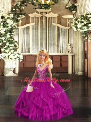 Fine Floor Length Ball Gowns Sleeveless Fuchsia Sweet 16 Dresses Lace Up