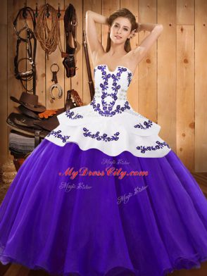 Dynamic Floor Length Ball Gowns Sleeveless Purple Ball Gown Prom Dress Lace Up