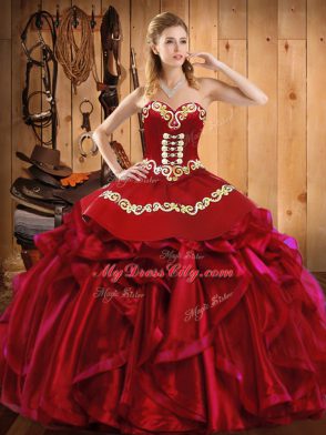 Sleeveless Embroidery and Ruffles Lace Up Vestidos de Quinceanera