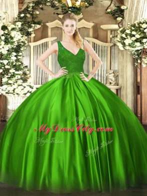 Luxury V-neck Sleeveless Taffeta Sweet 16 Quinceanera Dress Beading Zipper