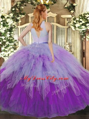 Amazing Floor Length Ball Gowns Sleeveless Multi-color 15 Quinceanera Dress Backless