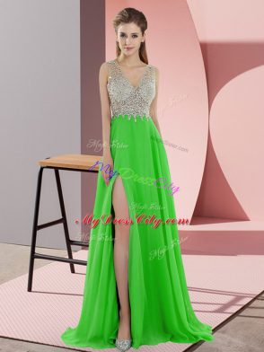 Beauteous Sleeveless Sweep Train Beading Zipper Cocktail Dresses