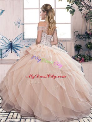 Red Sweet 16 Dress Sweet 16 and Quinceanera with Beading and Ruffled Layers High-neck Sleeveless Lace Up