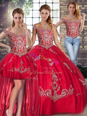 Tulle Sleeveless Floor Length 15th Birthday Dress and Beading and Embroidery