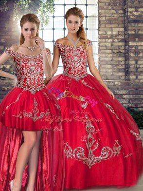 Tulle Sleeveless Floor Length 15th Birthday Dress and Beading and Embroidery