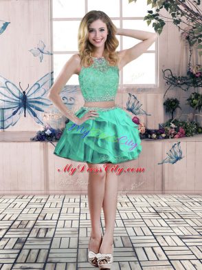 Tulle Sleeveless Floor Length 15th Birthday Dress and Beading and Ruffles