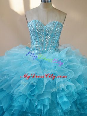 Comfortable Multi-color Sweetheart Lace Up Beading and Ruffles Quinceanera Dresses Sleeveless