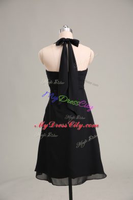 Black Sleeveless Ruching Mini Length Prom Party Dress