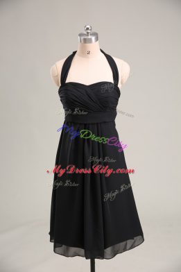 Black Sleeveless Ruching Mini Length Prom Party Dress