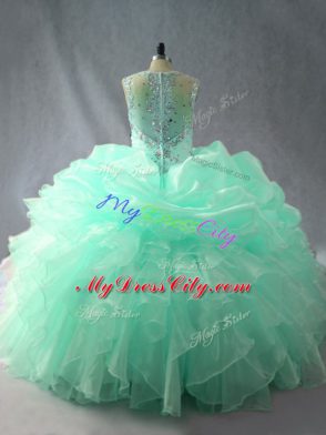 Shining Sleeveless Zipper Floor Length Beading and Ruffles and Pick Ups Quinceanera Gown