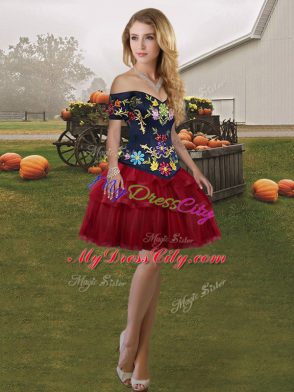 Glamorous Lace Up Quinceanera Dresses Wine Red for Military Ball and Sweet 16 and Quinceanera with Embroidery and Ruffled Layers Brush Train